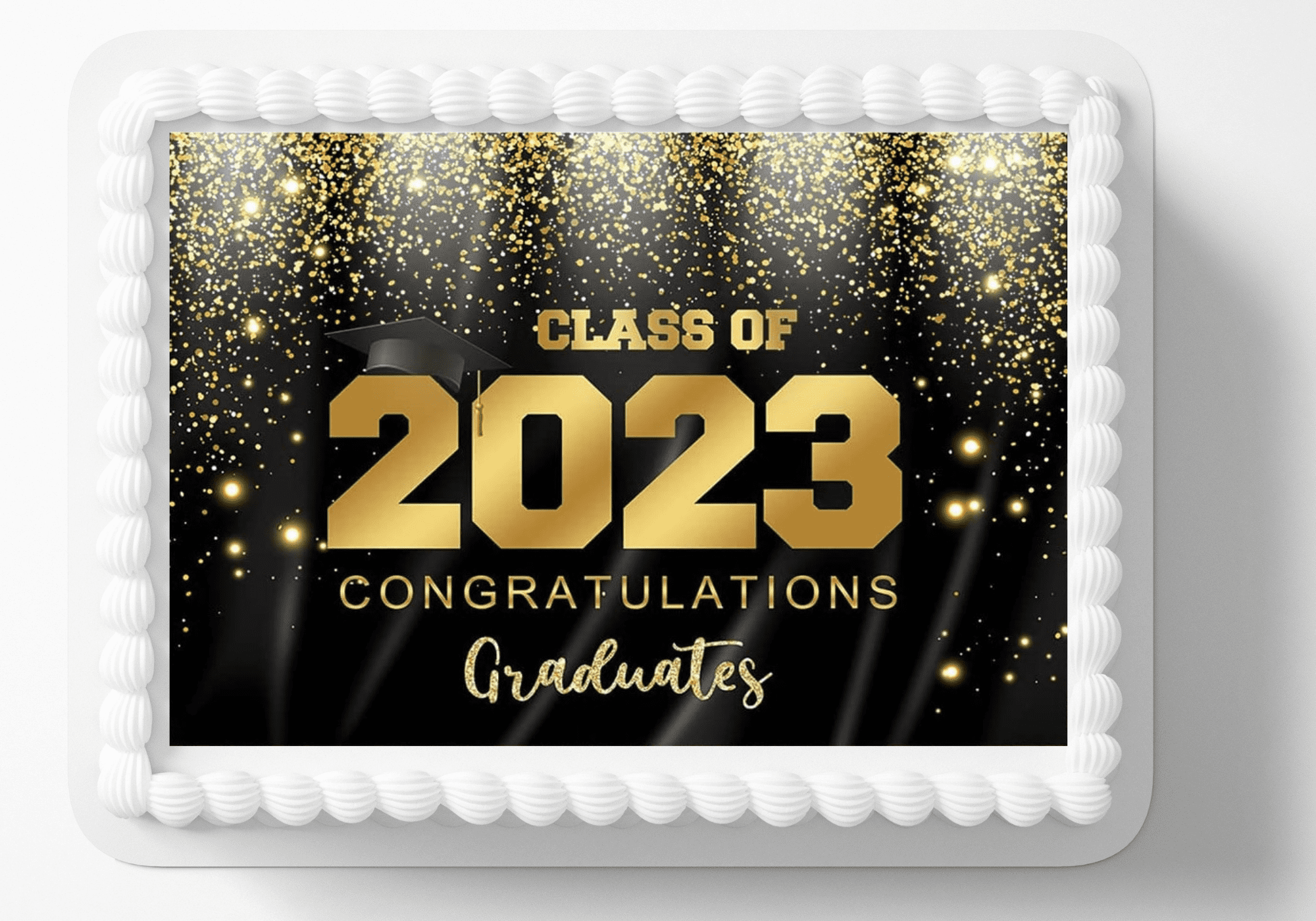 Gold Class Of 2023 Graduates Edible Image Edible Birthday Cake Topper  Frosting Sheet Icing Paper Cake Decoration Edible Cake Sticker Decal You  Add To