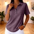 thumbnail image 3 of Dwellite Polo Shirts for Women 3/4 Sleeve Tops Golf Tees Button Collared Waffle Shirt Business Casual 2026 Dark Purple XL, 3 of 6