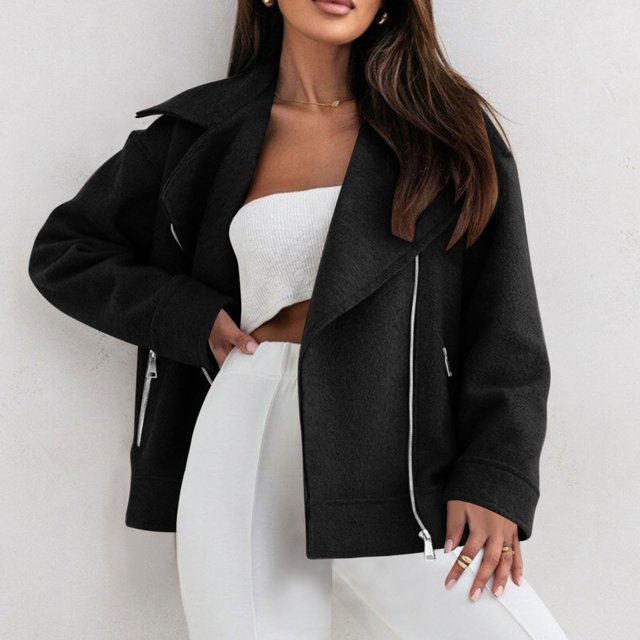 Chaqueta y abrigo informal de manga larga con capucha para mujer, cárdigan de lana con cremallera y solapa de color liso, chaqueta de manga larga, abrigo para mujer