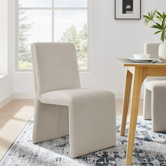 Modway Emory Fabric Upholstered Dining Side Chair in Salt