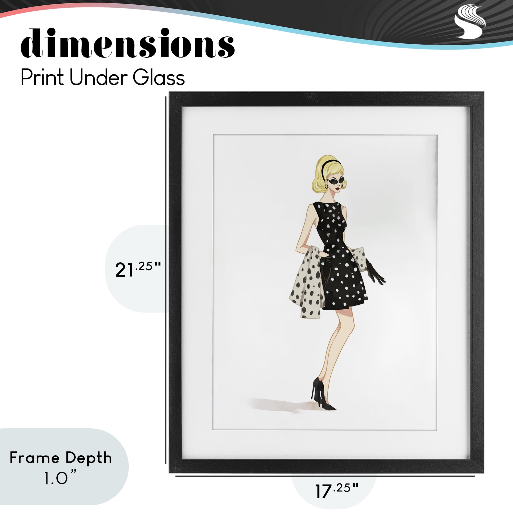 Stupell Industries Feminine Retro Fashion Black Framed Print Under Glass, design by Ziwei Li