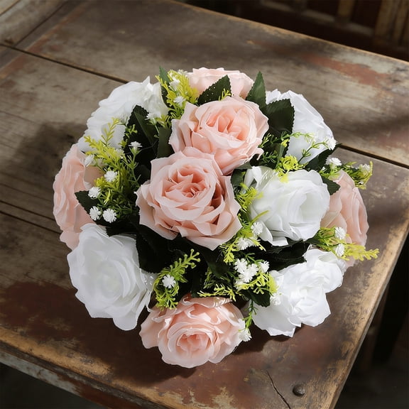 Bxaolu Flower Balls Wedding Rose Centerpieces: 10 Heads Fake Flowers Balls Decor Pink&White Artificial Floral Arrangements Flower Bouquet of Roses Home Party Table DIY Decorations