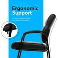 thumbnail image 5 of Leather Guest Chair with Padded Arms, Reception Meeting Conference Waiting Room Lobby Home Desk Big and Tall Executive Office Chair, Black (1 Pack), 5 of 7