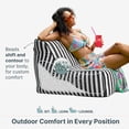 thumbnail image 4 of Jaxx Ponce Outdoor Bean Bag Chair - Weather Resistant Patio and Poolside Lounge Seating, Black & White Stripes, 4 of 7