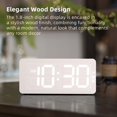 thumbnail image 2 of Reloj despertador digital USCCE de madera con números grandes, blanco, 2 of 8
