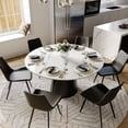 thumbnail image 6 of POVISON 59"Modern Round White Dining Table for 6, Glossy Sintered Stone Tabletop, Solid Black Carbon Steel Pedestal Base, 6 of 8
