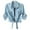 Sky Blue, variant on Women's Casual 3/4 Sleeve Button Down Crop Jean Top Knot Tie Denim Shirt Jacket Blue L