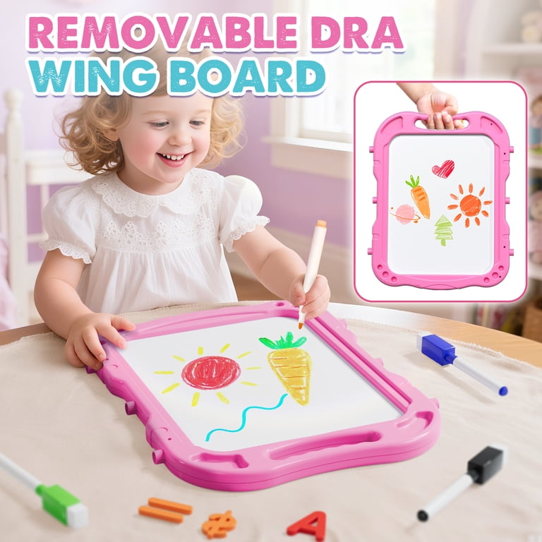 KWANITHINK 4-in-1 Rotatable Kids Art Easel, Pink photo 3