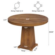 Tribesigns Solid Wood Dining Table, 31.5 Small Round Kitchen Table for 2, (Rustic Brown)