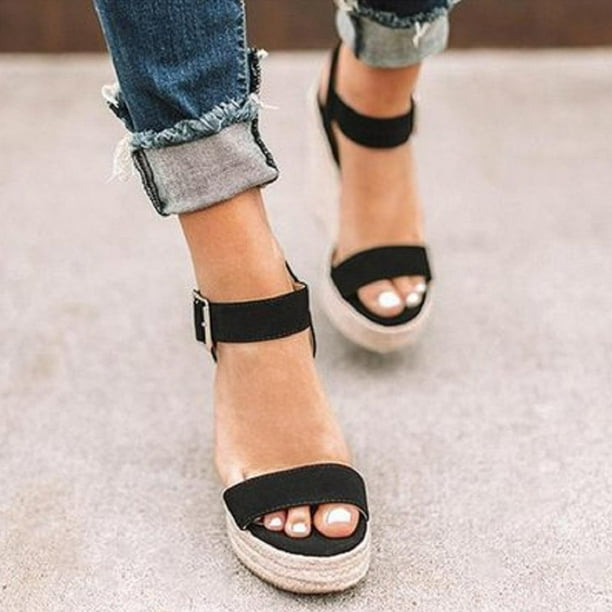 Casual Summer Platform Women Wedge Peep Toe High Heel Platform Anti Skid Sandals  Shoes Black 35 : : Clothing, Shoes & Accessories