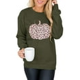 thumbnail image 2 of Femmes Halloween Léopard Imprimé Citrouille Graphique Sweat-Shirts Col Rond Manches Longues Décontractée Coupe Ample Chandails Tops, 2 of 3