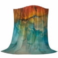 thumbnail image 6 of Abstract Blanket Soft Cozy Warm Throw Blanket for Couch, Plush Fuzzy Flannel Fleece Blankets for Sofa, Orange Teal Green Gradient Fluid Modern Oil Painting Bed Blankets Gifts for Men, 32"x48", 6 of 9