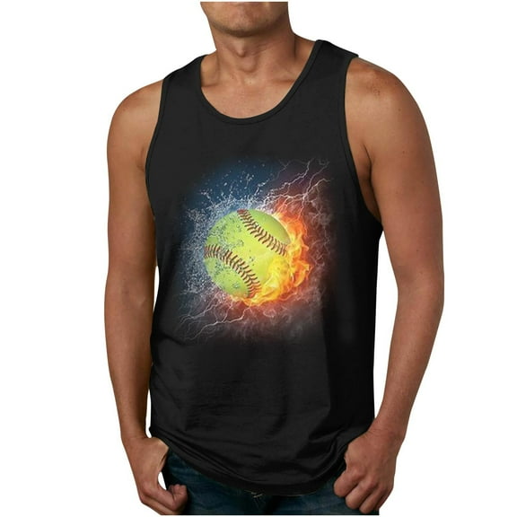 Honeeladyy top tank for men New Men's Baseball 3d Printing Tank Top Casual Sports Sleeveless T-shirt Tank Top/shirt Blouses