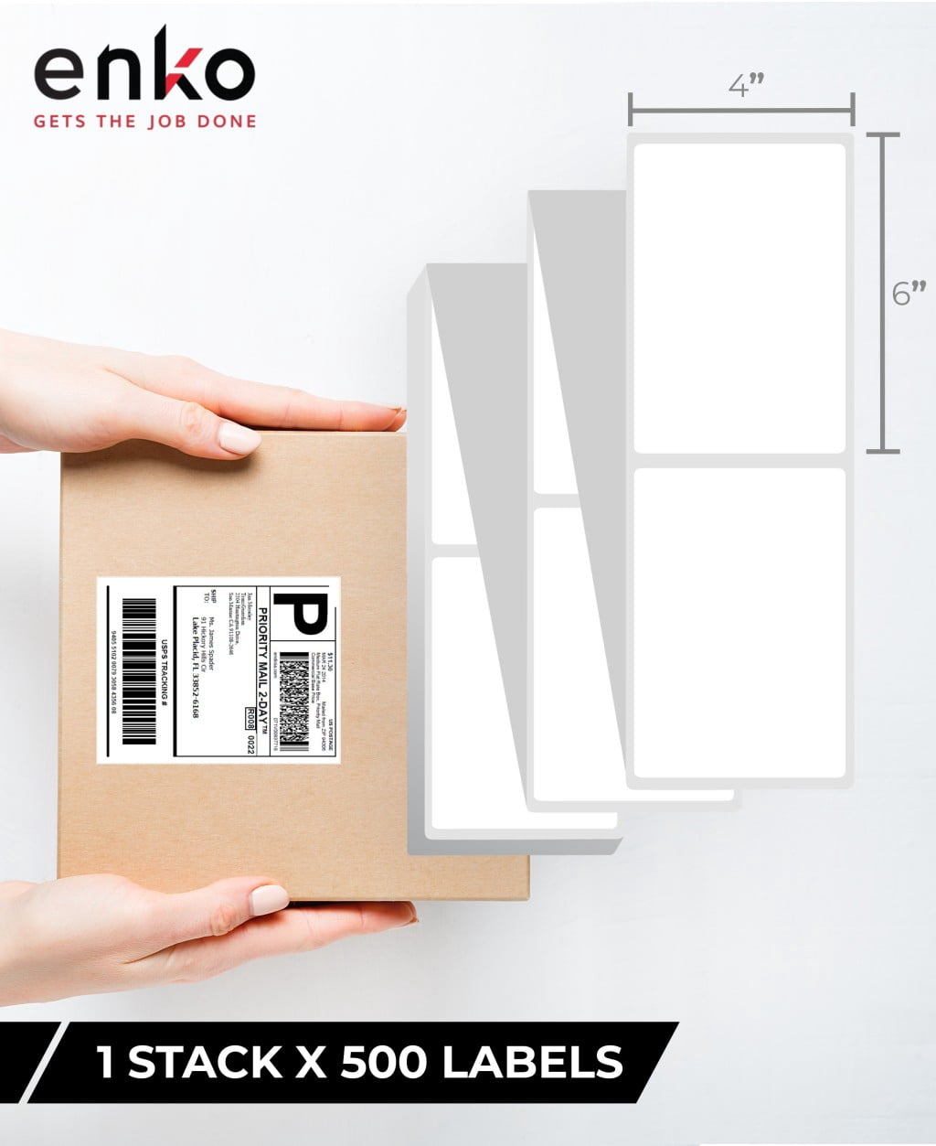 Label & More 4" x 6" Fanfold Direct Thermal Labels Compatible for Rollo Zebra Printer Labels - White Shipping Mailing Postage Labels, Perforated, Permanent Adhesive (2 Stack - 1000 Labels)