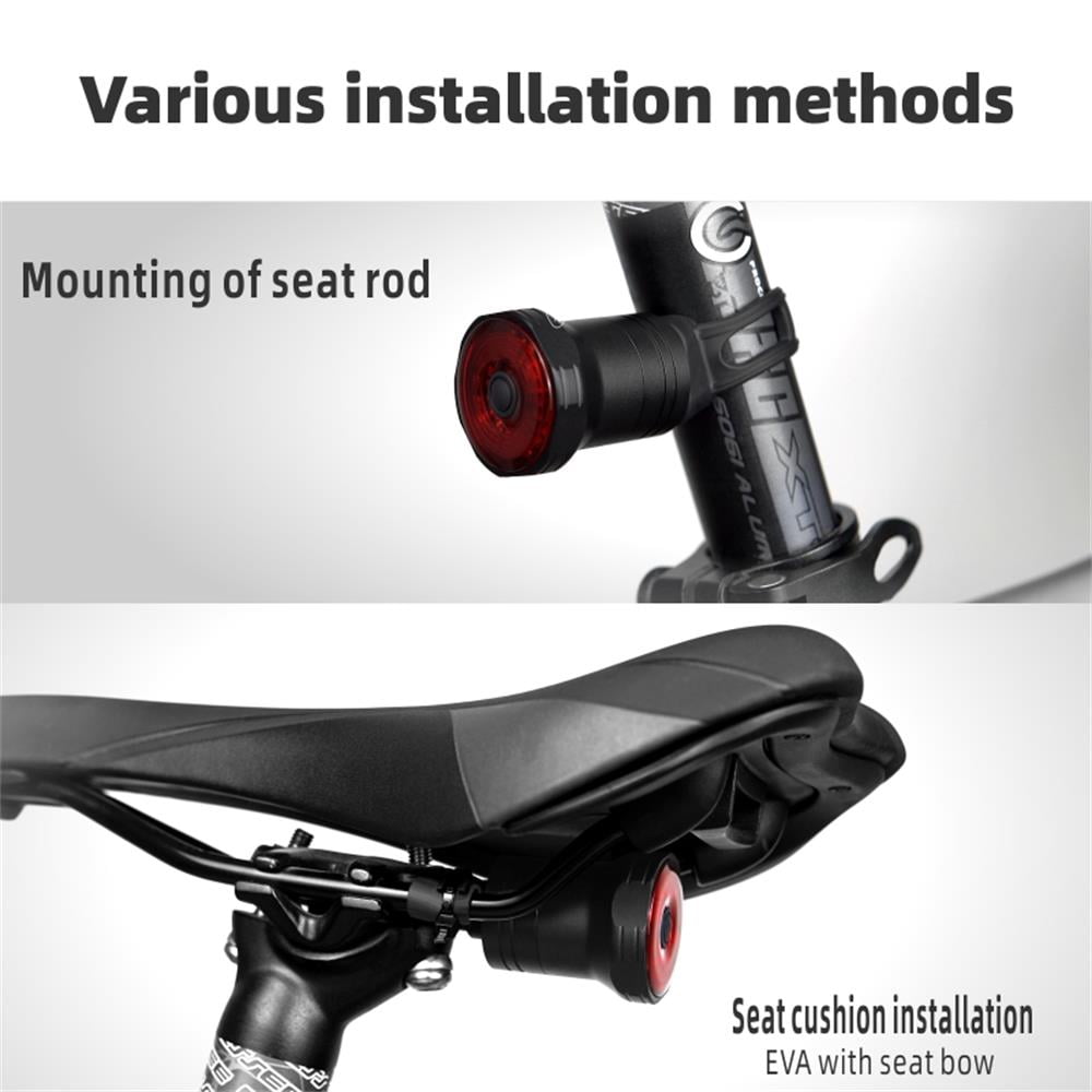 Leadbike Rear Light USB Rechargeable Bike Tail Light LED Automatic Braking Sensing Multiple Lighting Modes Waterproof Safety Night Warning Smart Bicycle Lights Saddle mounting