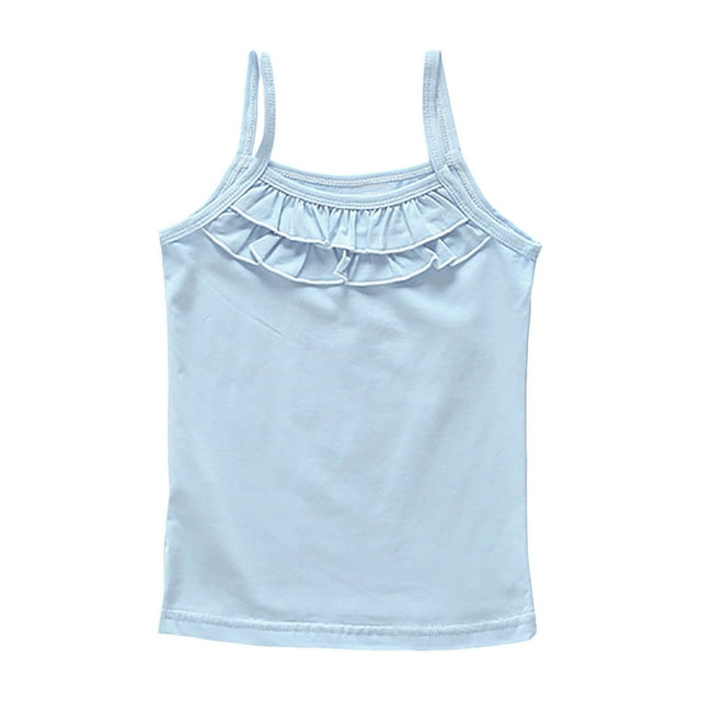FhsagQ Tops Girls Shirts Size 6-7 Spring Kids Undershirt Tank Top Soft Undershirt for Boys and Girls Ribbed Knit Tank Tops Christmas Shirts for Girls 8-10 Girls Shirts 5-Light Blue 6-7 Years