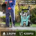 thumbnail image 3 of FOTING Upgraded Electric Pressure Washer 4200 PSI 2.8 GPM Power Washer with Extra Hose, 23ft Hose 35ft Power Cord, 4 Nozzle and Detergent Tank for Cars, Fences, Patio, 3 of 8