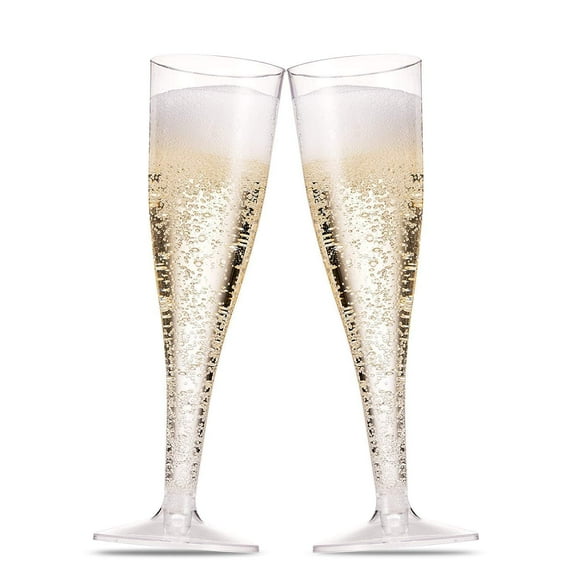 100 Pack Plastic champagne Flutes 5 Oz clear Plastic Toasting glasses Disposable Wedding Thanksgiving Party cocktail cups