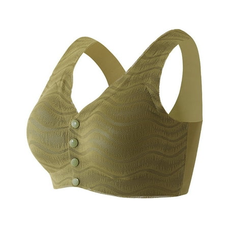Pimfylm Sports Bras For Women Plus Size Front Close T Back Plus Size Unlined Large Push Up Bra(Green M)