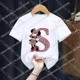 thumbnail image 3 of Camisetas de algodón para niños de Minnie, combinación de letras de la A a la Z, ropa de dibujos animados de Disney Kawaii, camisetas para niños y niñas, camisetas casuales, 3 of 5