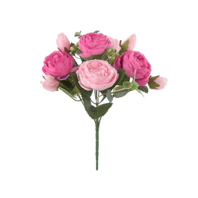 RKSTN christmas decorations Simulation wedding flower 5-fork bud peony flower silk flower decoration home wedding decoration 5-fork bud peony rose + p