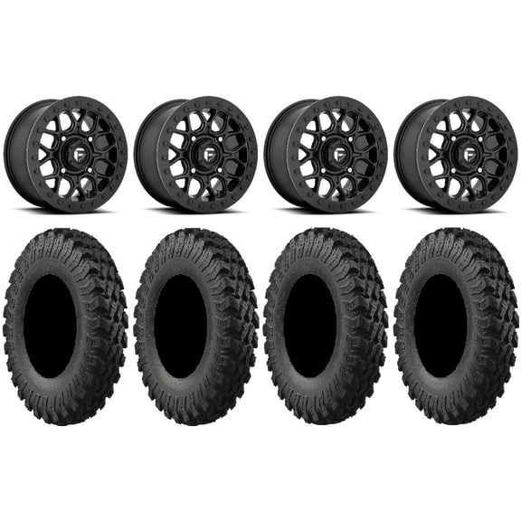Fuel Tech Beadlock Black 15" Wheels 30" MotoRally Tires Kawasaki Teryx Mule
