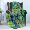 thumbnail image 4 of Flower Soft Flannel Fleece Throw Blanket, Vibrant Colored Blooms Clusters down from Branch Spring Season Birth Season Image, Cozy Plush for Indoor and Outdoor Use, 60" x 80", Green Blue, by Ambesonne, 4 of 5