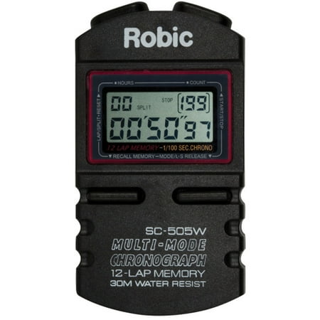 UPC: 0021096879325 | Robic SC-505W Multi-Mode Chronograph Stopwatch 12 Lap Memory Black