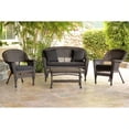 thumbnail image 1 of Jeco 4pc Wicker Conversation Set in Espresso with Black Cushions, 1 of 1