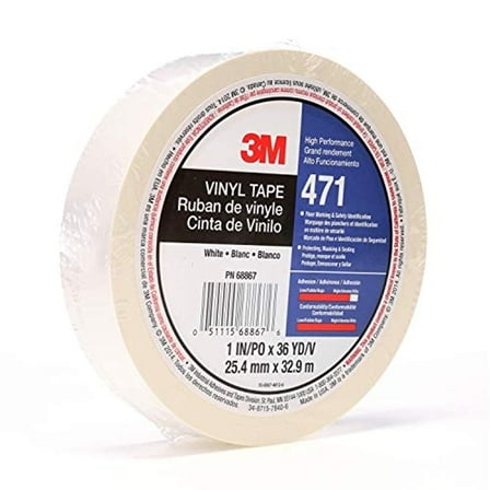 3M 471 Floor Marking Tape,1In W,108 ft. L,White