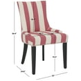 thumbnail image 3 of SAFAVIEH Lester Contemporary Polyester Linen Striped Dining Side Chair, Pink/White (Set of 2), 3 of 17