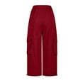 thumbnail image 7 of ShomPort Cargo Pants for Women Baggy Trendy Pants Wide Leg Drawstring Elastic Waist Streetwear with Pockets, 7 of 7