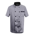 thumbnail image 4 of Men's Casual Chef Suit, Solid Color Short Sleeve Professional Kitchen Uniform for Restaurant Hotel Chefs Comfortable Stylish Wear,Light Gray 2XL, 4 of 5