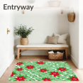 thumbnail image 3 of ODIKA 8'x10' Machine Washable Non-Slip Area Rug, Cane Stripe Poinsettia Blossom High Traffic Rug, Red, 738554, 3 of 7