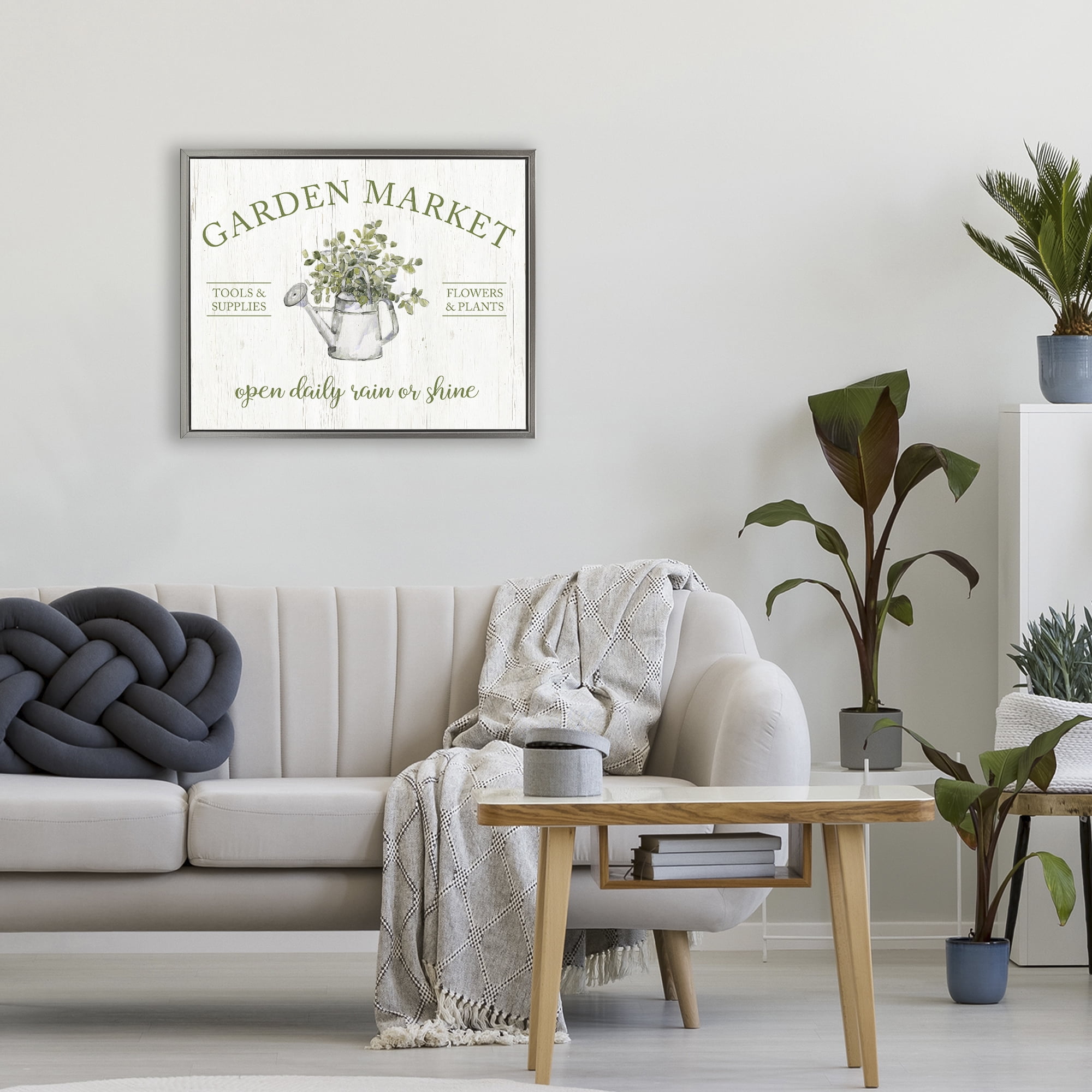 Stupell Industries Open Daily Garden Market Gray Framed Floater Canvas Wall Art, design by Sally Swatland