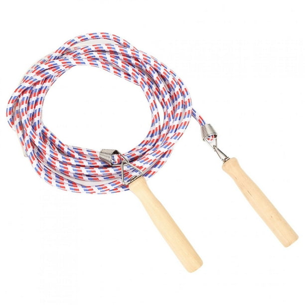 LYUMO School Rope Skipping,Cotton Skipping Rope,Wooden Handle Cotton Skipping  Rope Multiplayer Jumping Ropes for School Training Red and Blue 