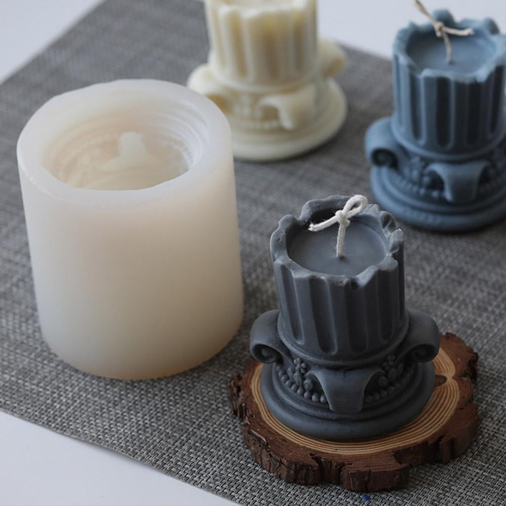 Rvaymup 3D European Roman Column Candle Mold Silicone Clay Soap Mould for Making Soy Wax