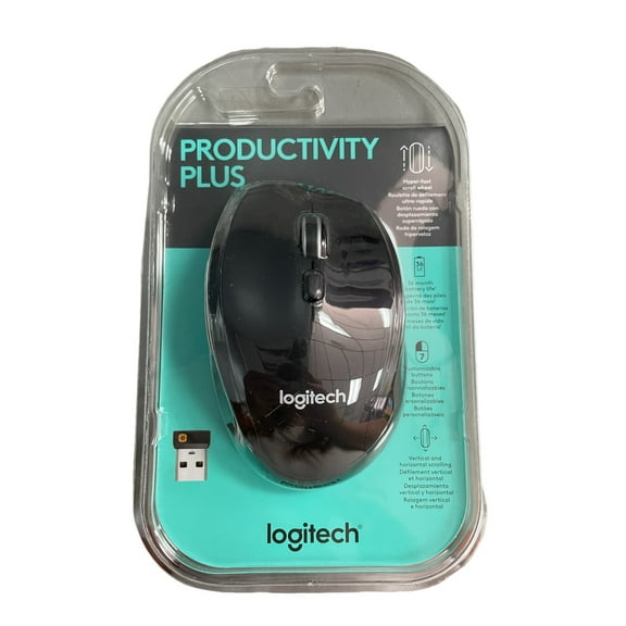 Logitech Productivity Plus Wireless Mouse, 910-005746, Black, Includes Batteries