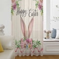 thumbnail image 6 of Easter Sheer Curtains 108 Inches Extra Long, Spring Farmhouse Vintage Bunny Flower Leaf Beige Light Filering Curtains, Privacy Drapes Simi Floor to Veiling Curtain for Living Room Window Treatment, 6 of 9