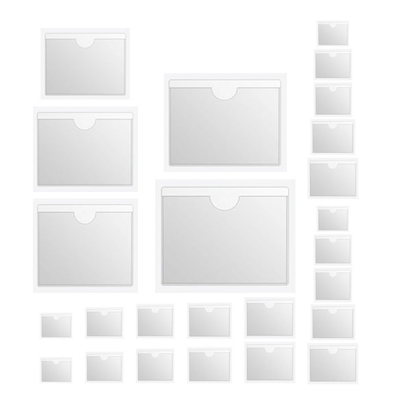WORGEOUS 50pcs Clear PVC Self-Adhesive Label Pockets, Transparent and , Ideal for Shipping Labels, Business Cards Warehouse Organization Easy to Apply and Remove