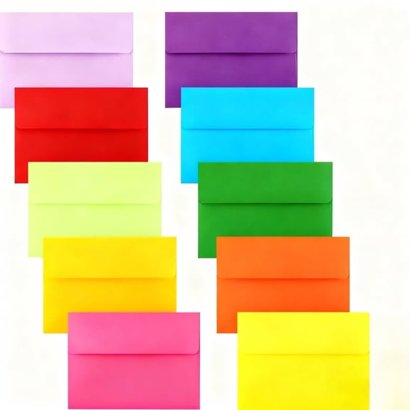 HOHAHO Multicolor A7 Envelopes 5x7 Invitation Envelopes Self Seal,peal and stick 100 count, 10 Colors