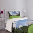 thumbnail image 5 of Ambesonne Italy Quilted Bedspread Set 2 Pcs, Rural Country Mountain, Twin Size, Evergreen Blue, 5 of 6