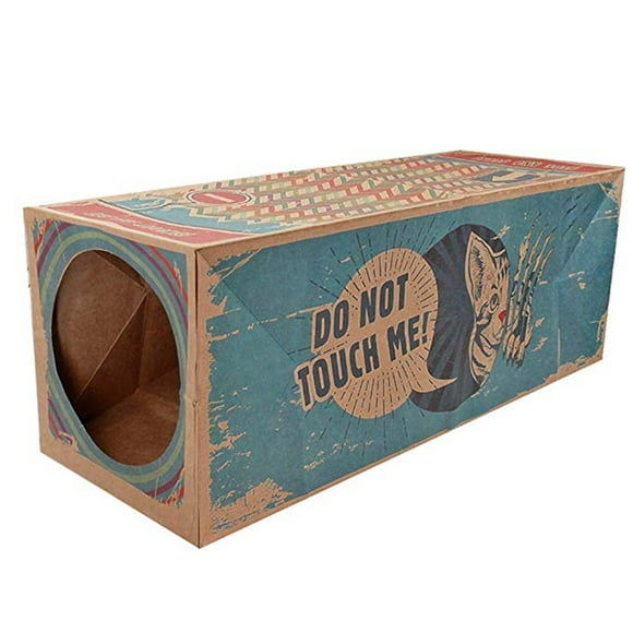Alician Foldable Paper Box Dual Way Tunnel Funny Print Cat House Toy 22x22x61cm