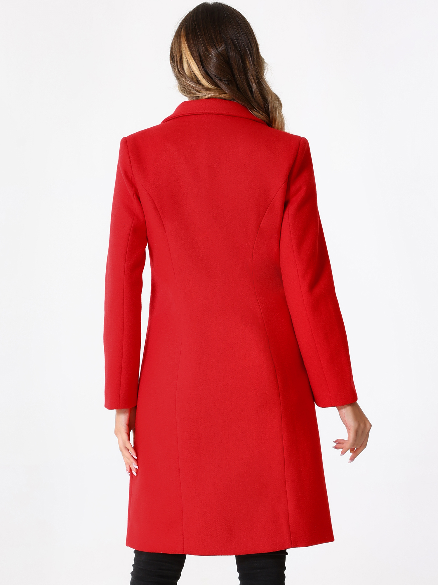 DARING DIVA Women's Winter Coats Lapel Collar Single Breasted Peacoat Red XS