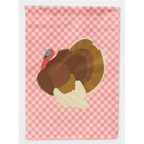 Caroline's Treasures BB7990CHF French Turkey Dindon Pink Check Flag Canvas House Size , Large, multicolor