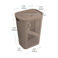 thumbnail image 3 of Mind Reader 60L Slim Laundry Hamper, Lid, Plastic, Adult, 17.25"L x 13.75"W x 23.5"H, 2-Pack, Tan, 3 of 8