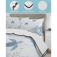 thumbnail image 3 of Quilts Queen Size Bedding Set, Blue Turtle Coastal Reversible Summer Quilt 3 Pieces, Nautical Summer Beach Coral Shell Starfish Lightweight Bedspreads Coverlets with 2 Pillow Shams for All Seasons, 3 of 5