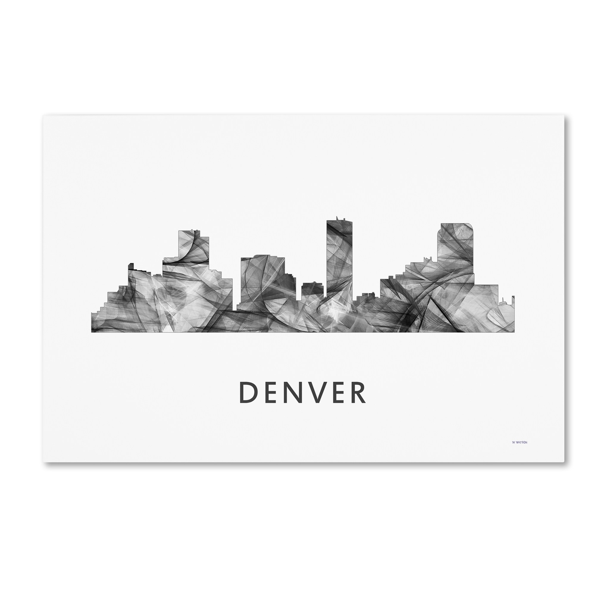 Trademark Fine Art 'Denver Colorado Skyline WB-BW' Canvas Art by Marlene Watson