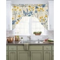 thumbnail image 2 of Blue Yellow Flowers Kitchen Swag Valances for Windows, Botanical Blossom Motif Swag Valances Curtains for Living Room, Rod Pocket Window Treatments for Bathroom, Bedroom, Cafe, 56"x36", 2 of 6