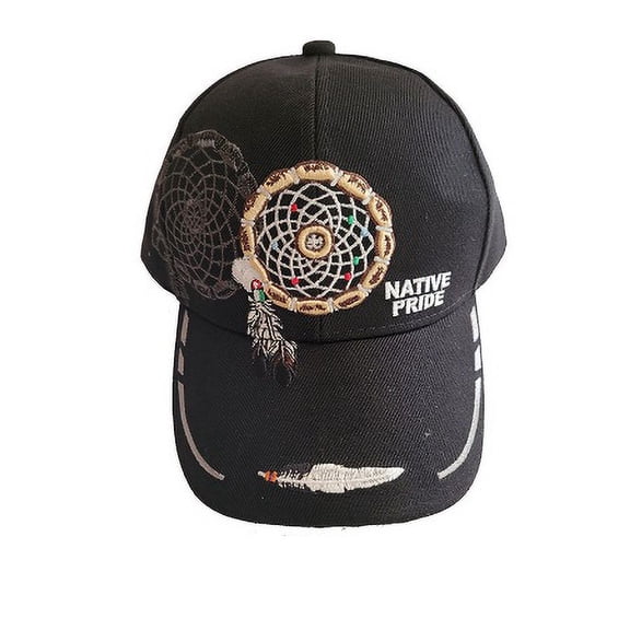 Dream Catcher & Feathers Native Pride Baseball Cap - Black Color Uni-Sex Style -- FREE USA Shipping-- (CapNp643b)